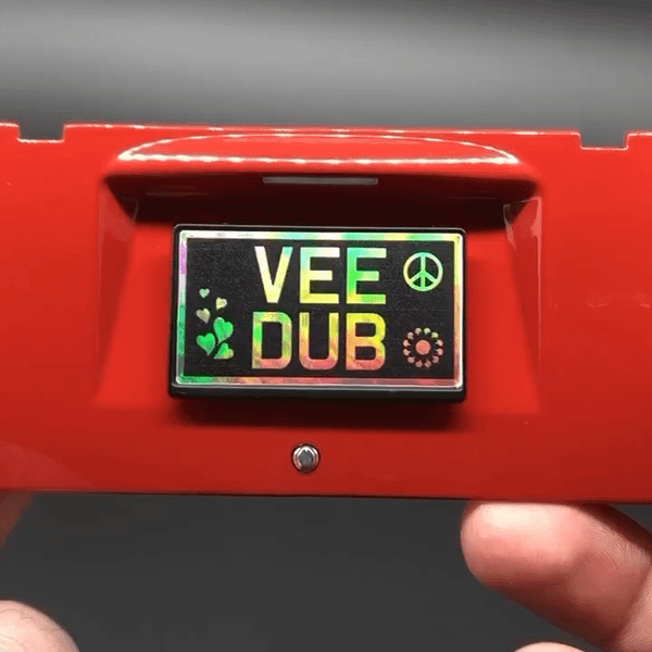 Hippie Van Edition VEE DUB licence plate sticker mod