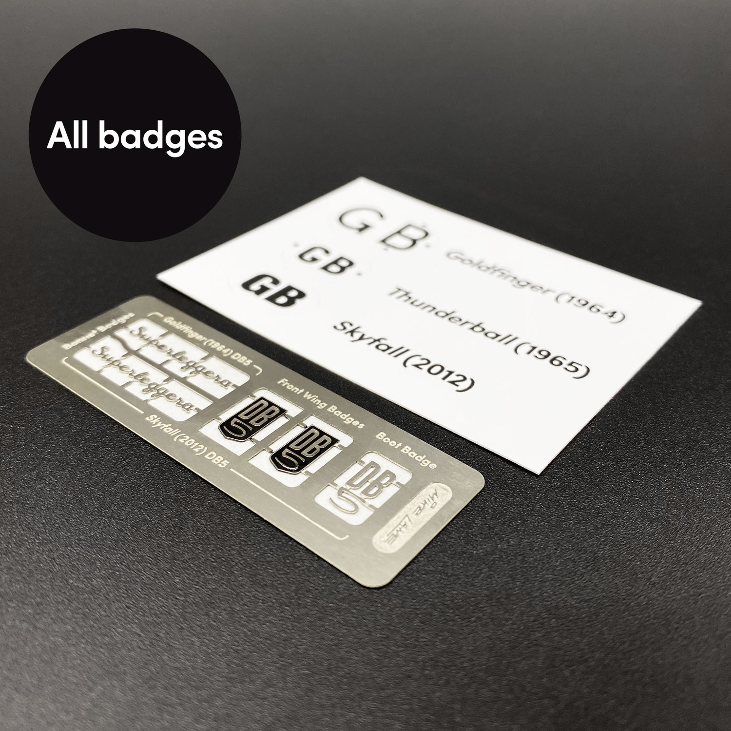 All badges for Eaglemoss DB5 in Mike Lane Mods set