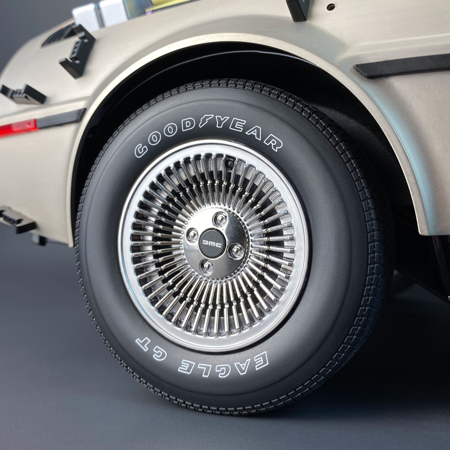 DeLorean model tyre with Model Tyre Dressing applied