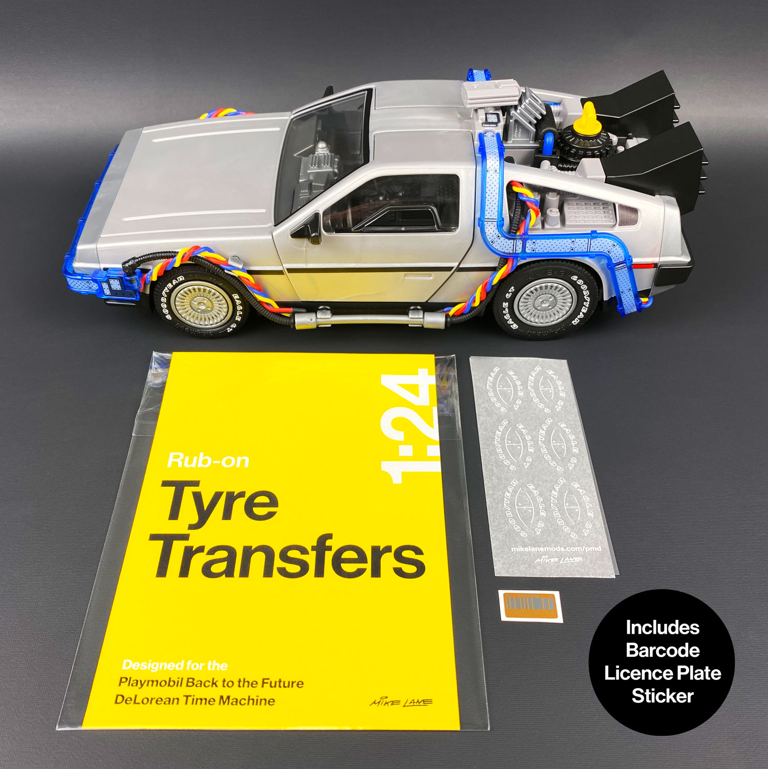 Tyre Transfers mod for Playmobil DeLorean model