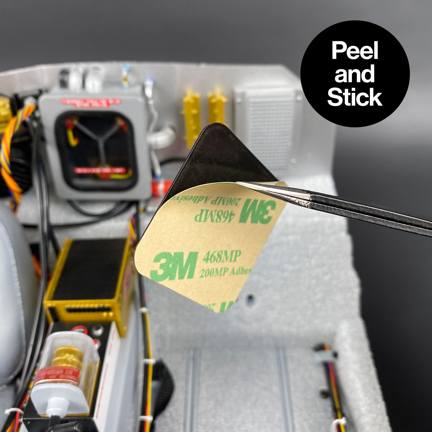 Peel and Stick Bulkhead Storage Lid mod for model DeLorean