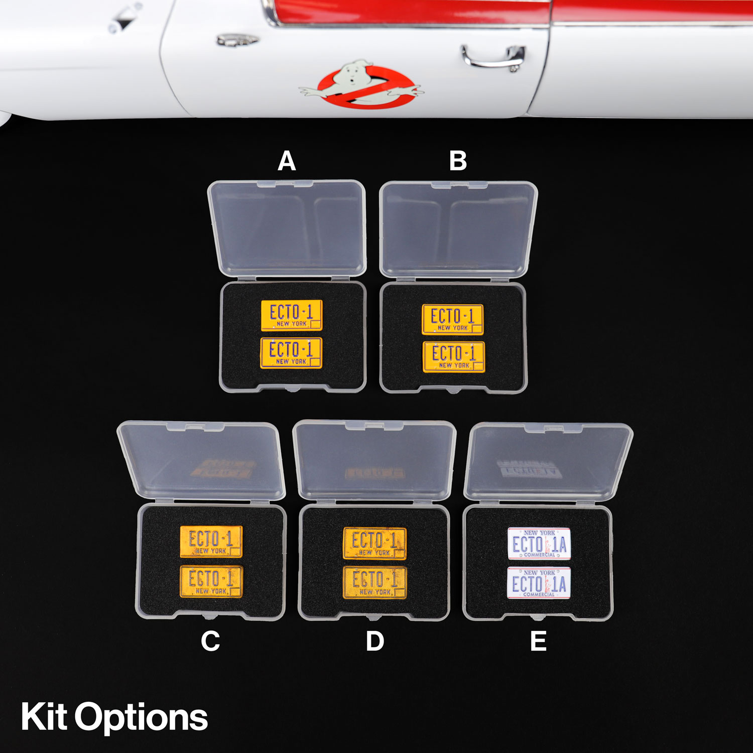 Kit options for Magnetic Die-cast Licence Plates for Ecto-1