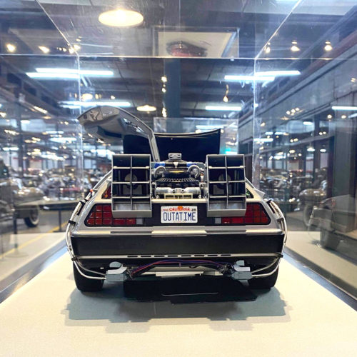 Rear of DeLorean exhibit in Forney Museum