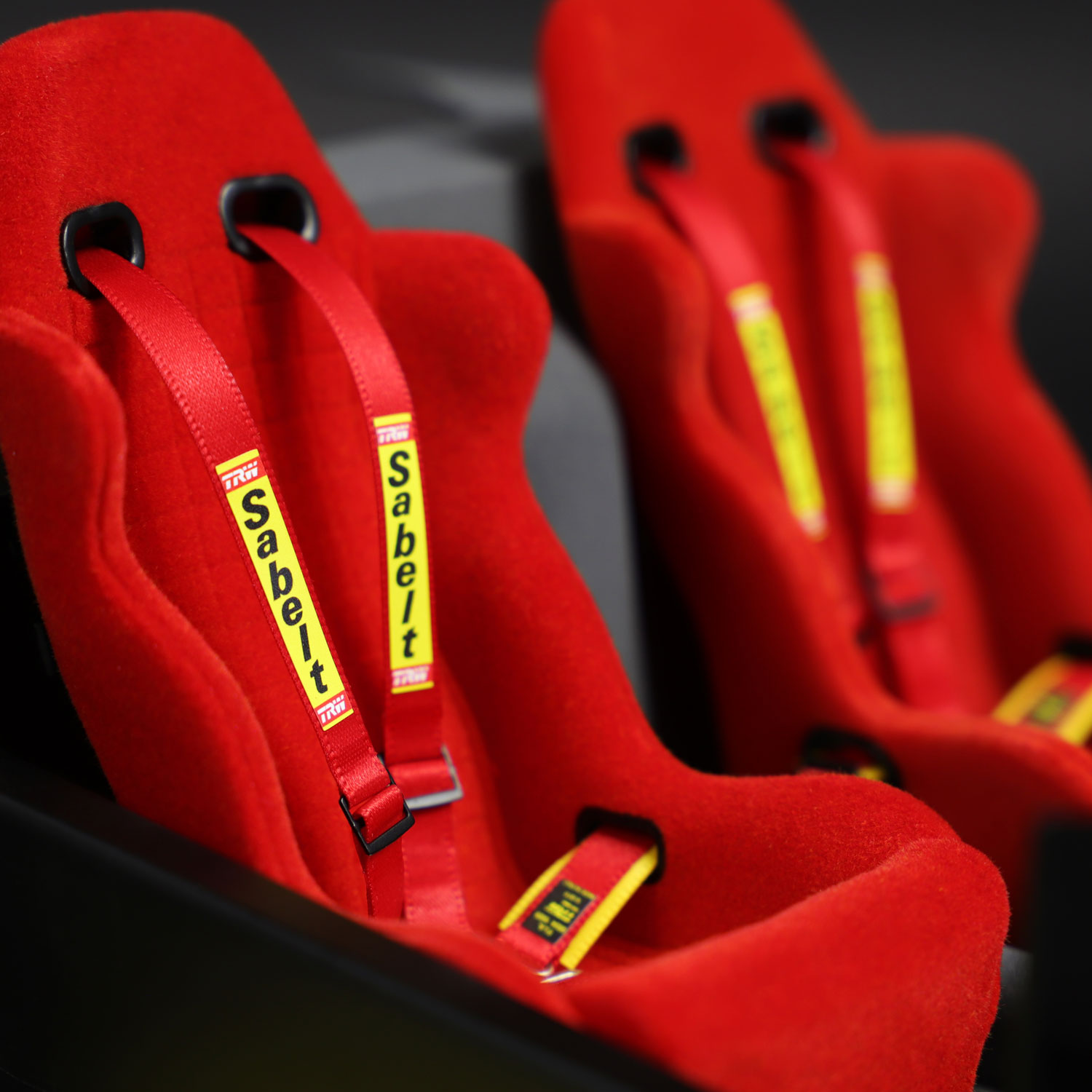 Complete Sabelt Harness Set on seats of Ferrari F40 model