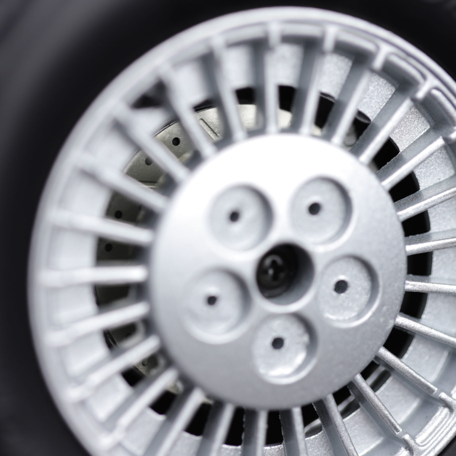 Metal Drilled Brake Discs visible through wheel of KITT model