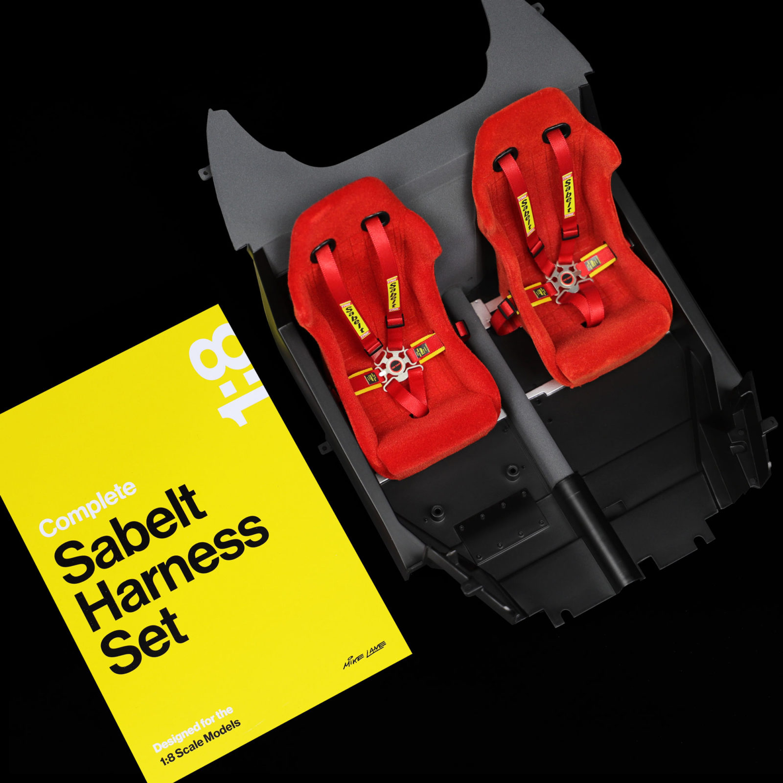Red Ferrari F40 Sabelt Harness Set installed