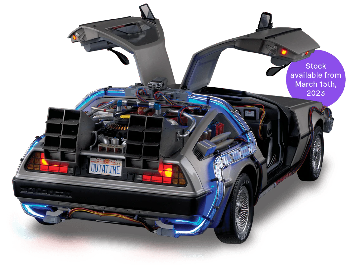 DeLorean time machine stock available from March 15th, 2023
