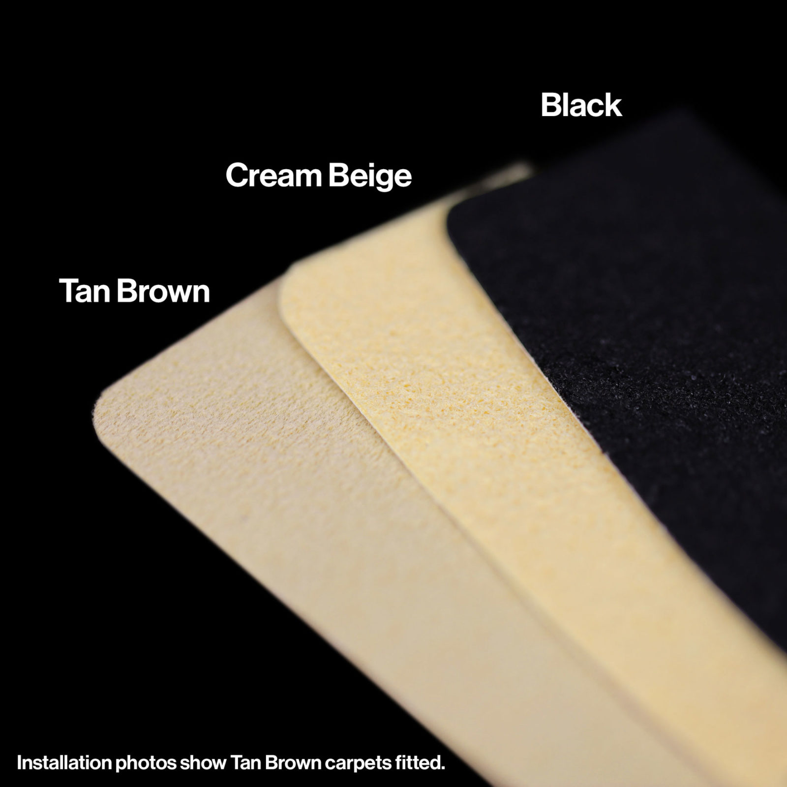 Tan Brown, Cream Beige and Black colour options for KITT Trunk Carpets mod