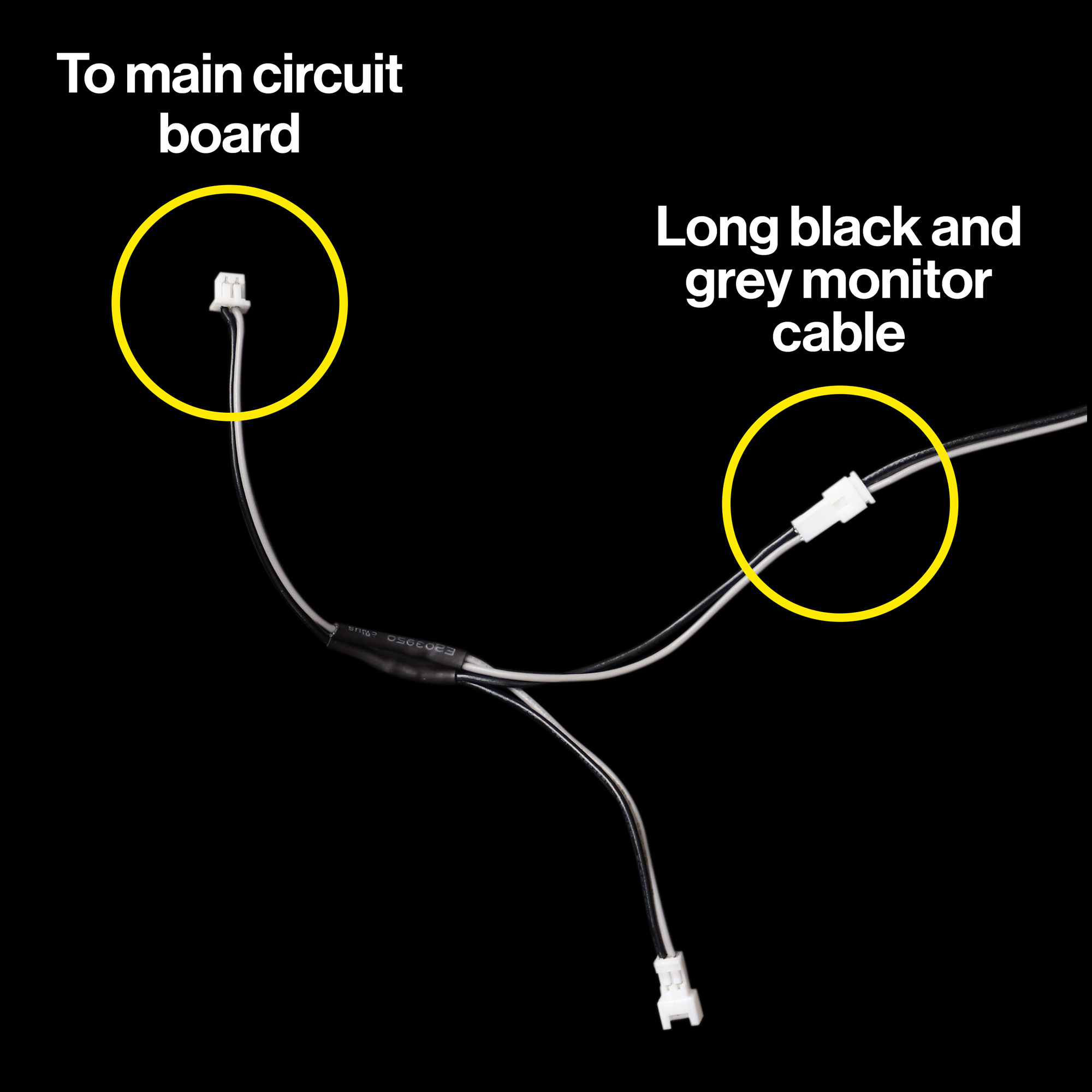 Long single black monitor cable to main circuit board