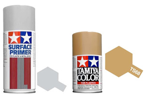 Tamiya Fine Surface Primer and Tamiya TS-68 Wooden Deck Tan