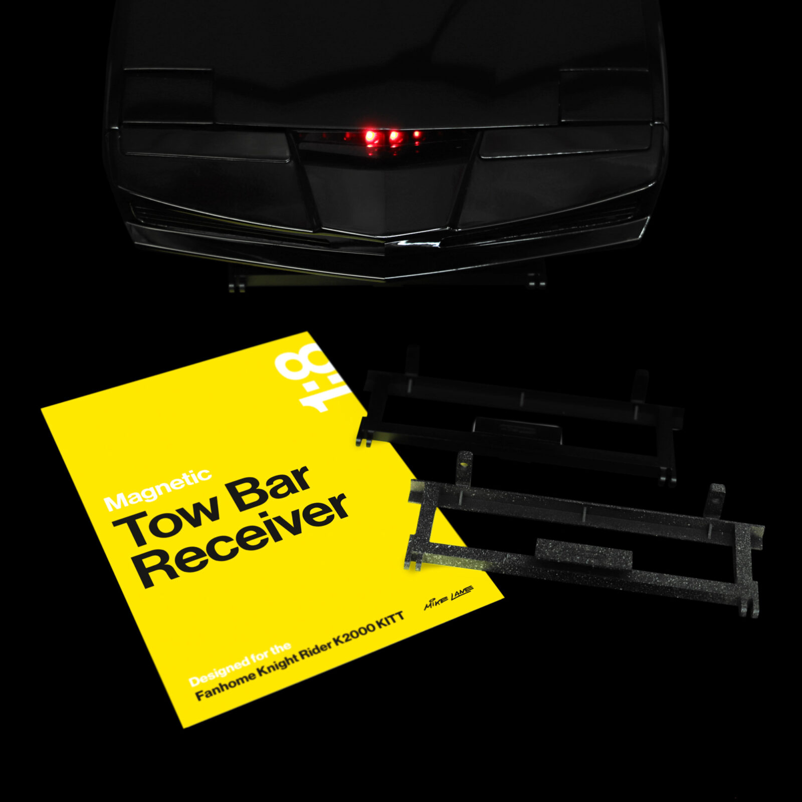 Magnetic tow bar receiver contents and seen installed on KITT model