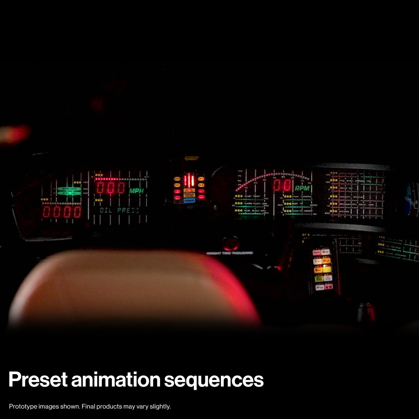 KITT-dashboard vooraf ingestelde animatiesequenties
